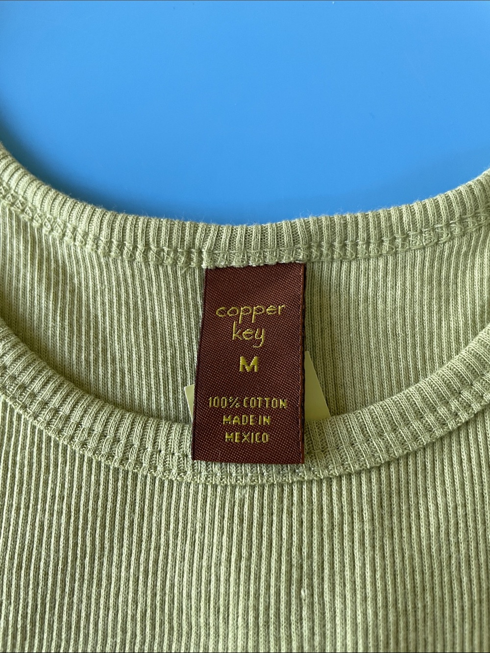 Copper Key Light Olive Ribbed Tank Top